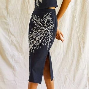 Maeve Embroidered Midi Skirt